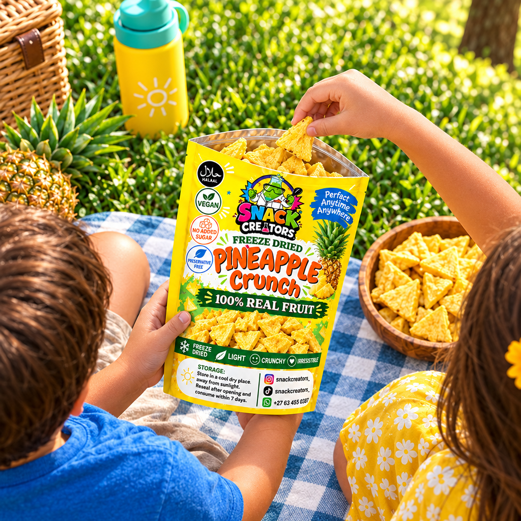 Children snacking on Pineapple Crunch - 1:1 square