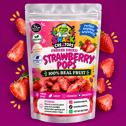 Freeze dried strawberry pops in a 20g pouch